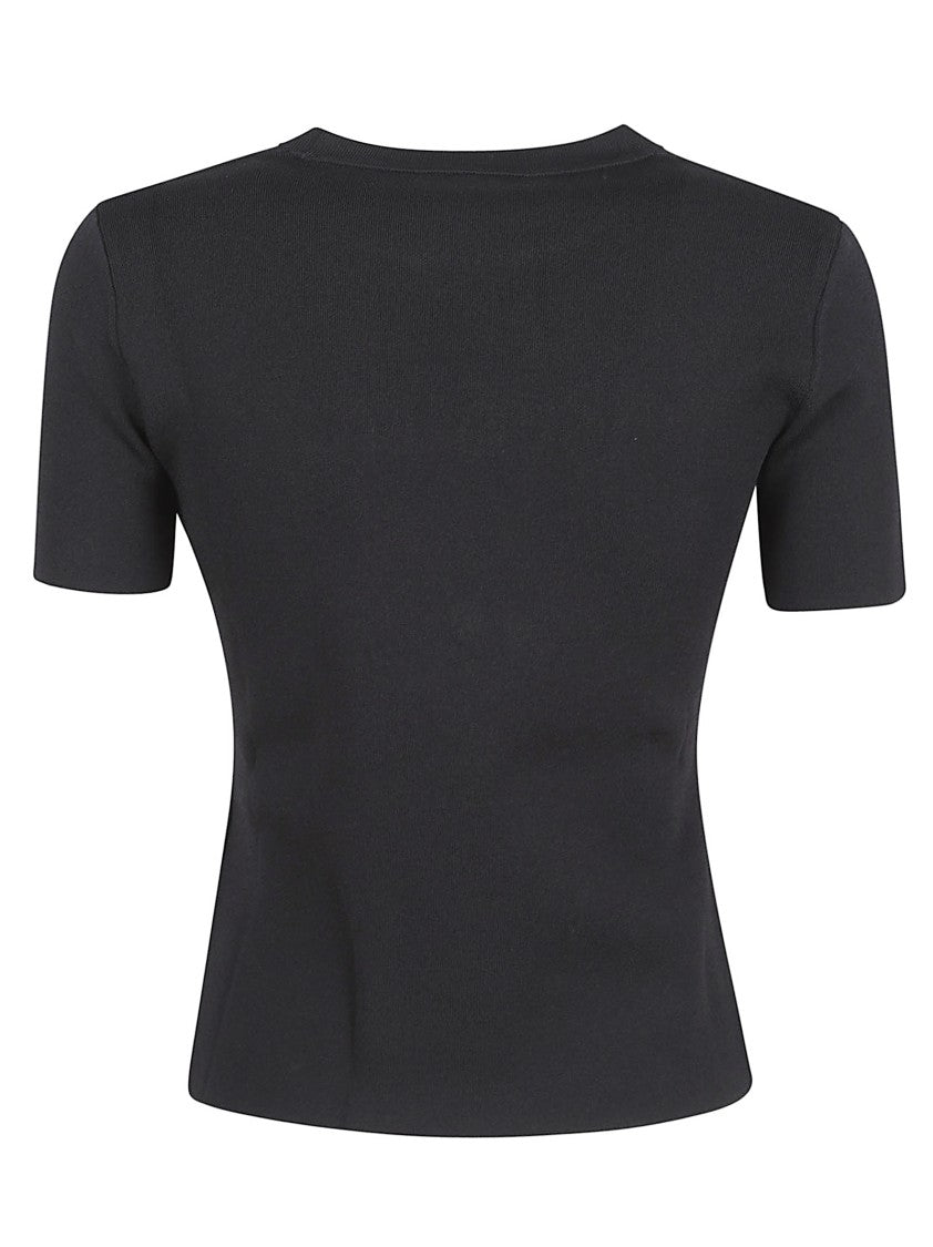 Max Mara Fitted Short-Sleeve Sweater With Crew Neckline