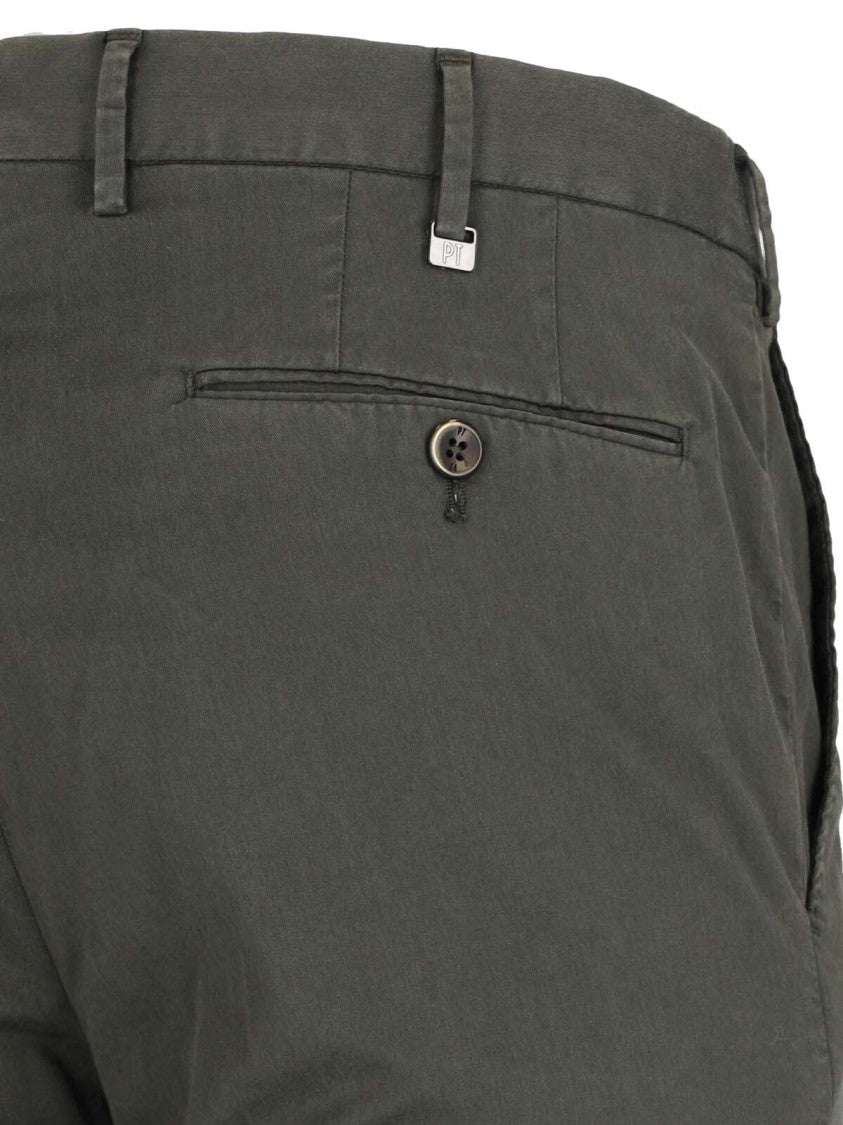Pt Torino Superslim Green Chinos With Tailored Straight Legs
