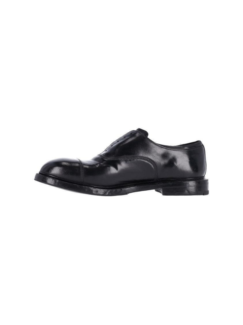 Premiata Black Leather Slip-On Derby