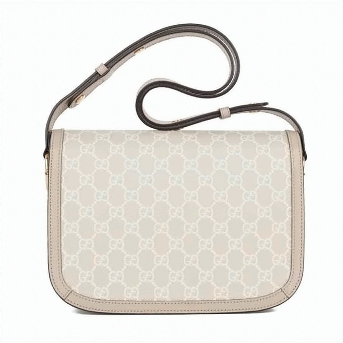 Gucci Structured Shoulder Bag With Gold-Tone Buckle And Monogram Detail