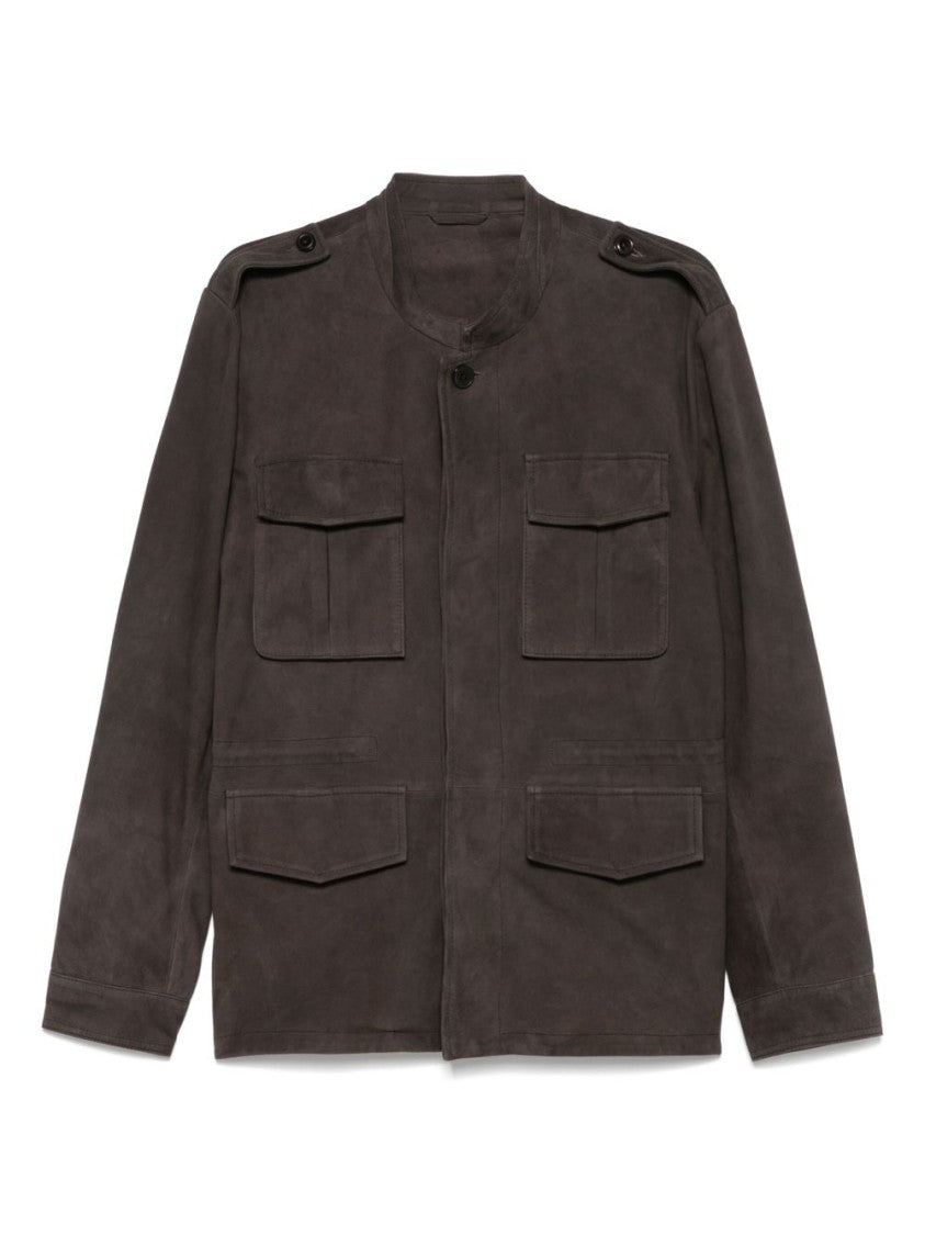 Paolo Pecora Suede Leather Parka Jacket With Classic Silhouette