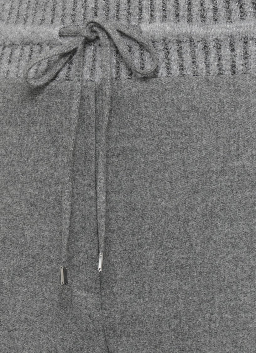 D. Exterior Grey Drawstring Wool-Blend Straight-Leg Pants