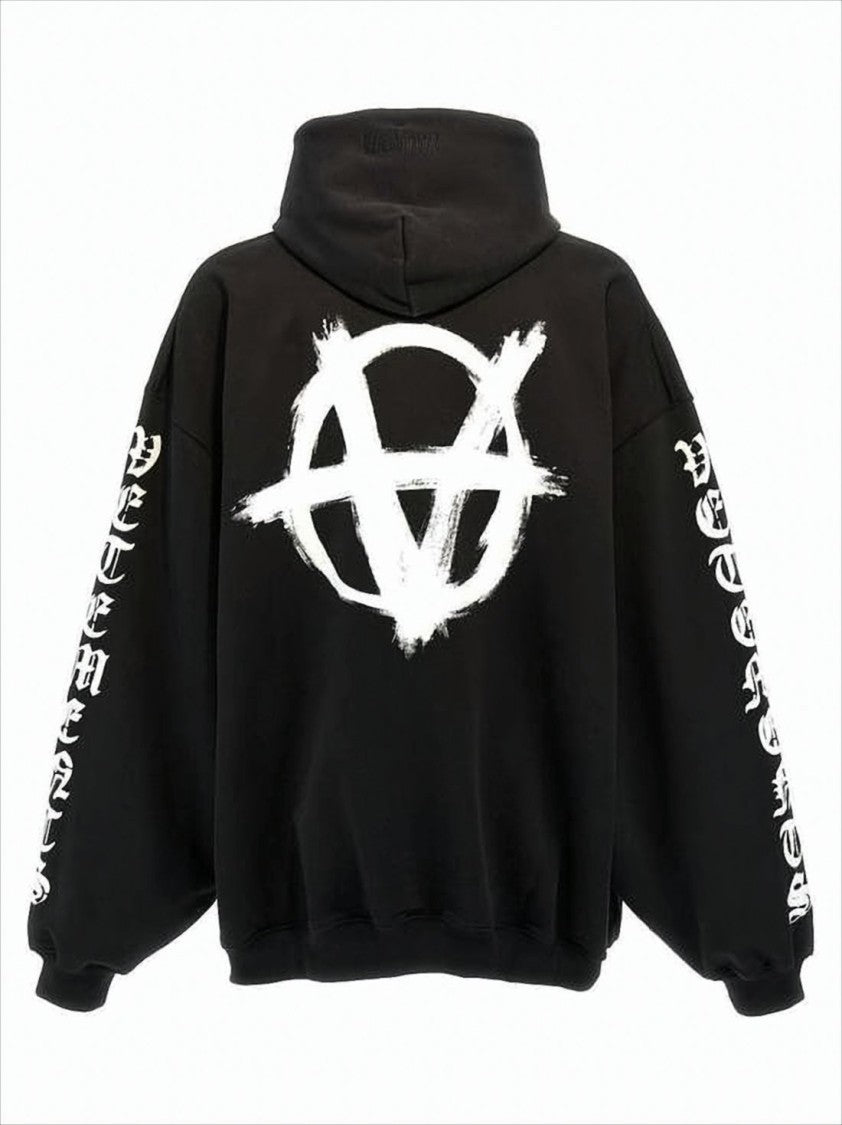 Vetements Oversized Black Hoodie With Graphic Logo