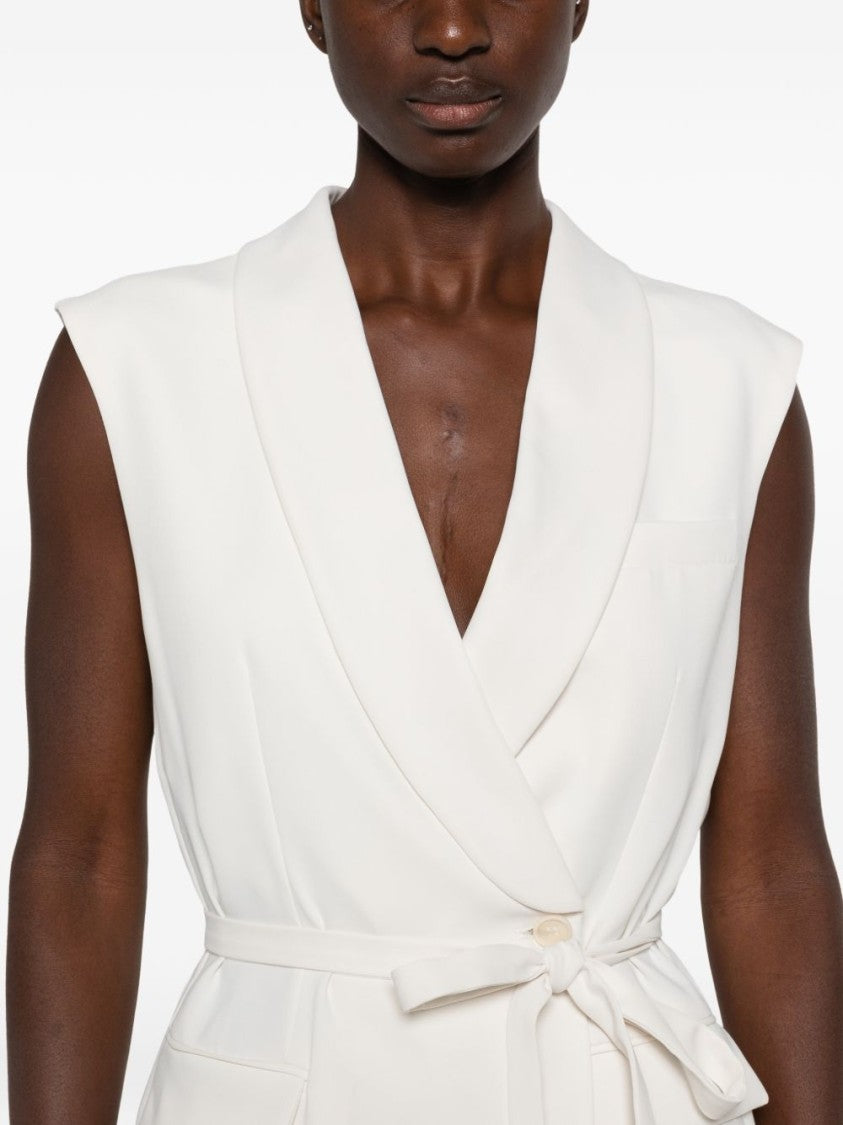 Parosh Double-Breasted Cady Vest With Removable Waist Belt