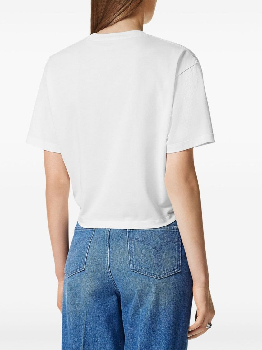 Versace `` Logo Embroidery T-Shirt