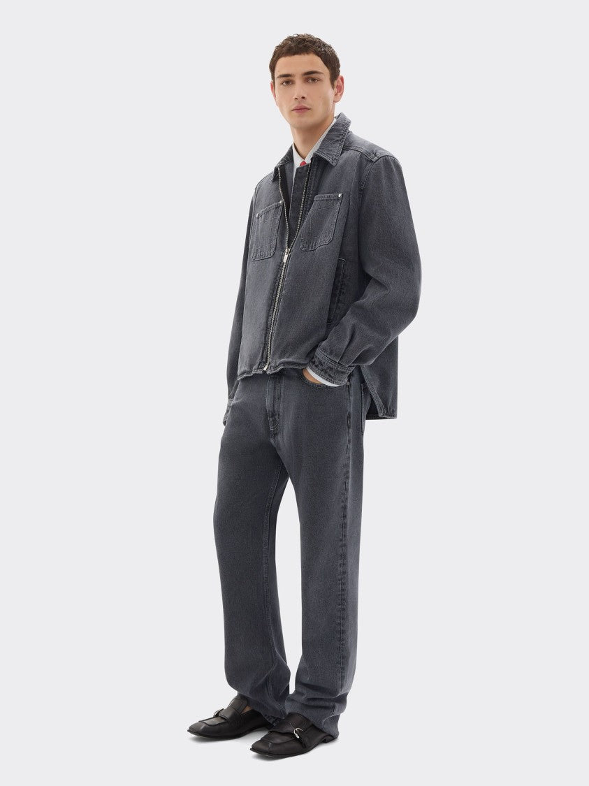 Ferrari Straight-Leg Grey Denim Jeans