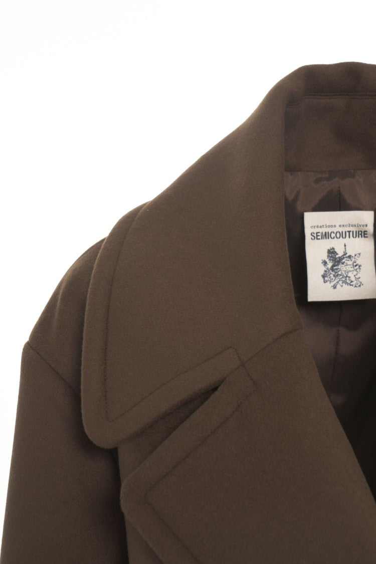 Semi Couture Double-Breasted Caban With Glossy Metallic Buttons