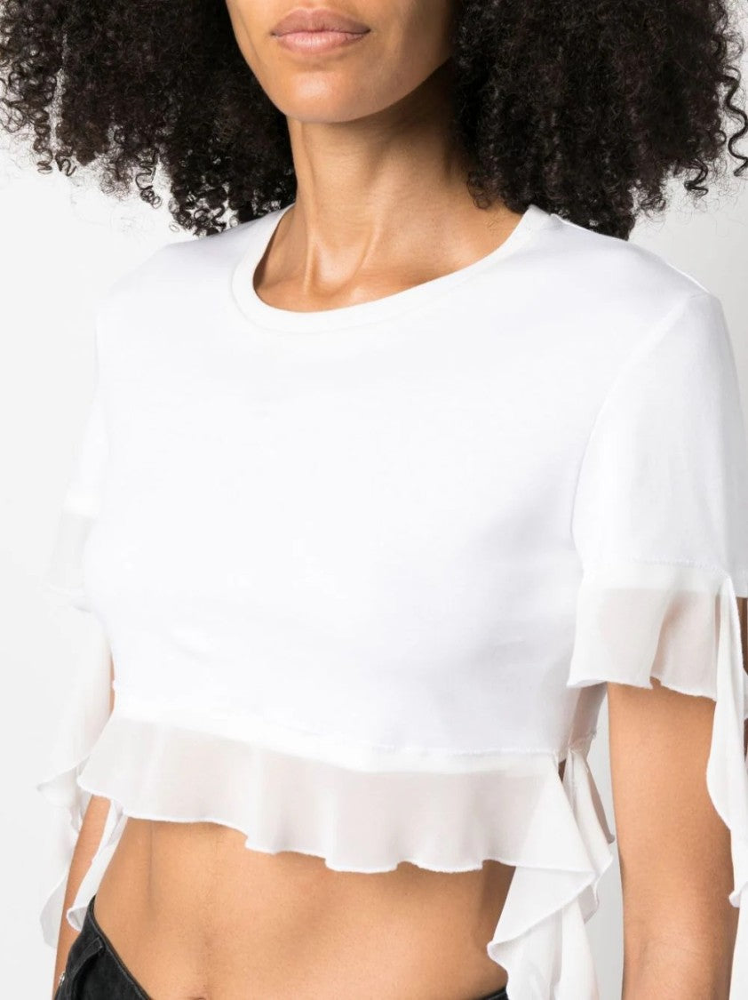 Blumarine Cropped Ruching Detail T-Shirt