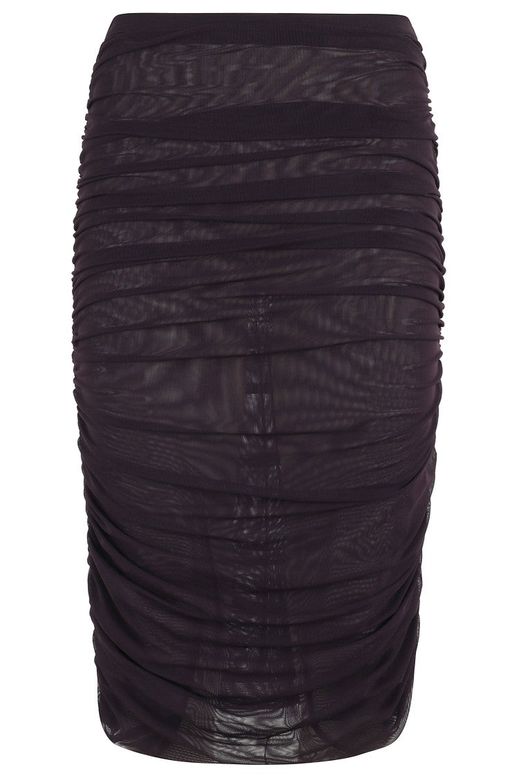 Federica Tosi Draped Tulle Midi Skirt With Side Zipper Closure