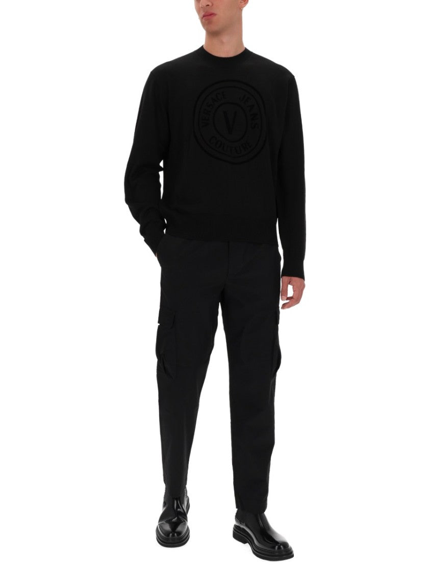 Versace Jeans Couture V-Emblem Long-Sleeve Jersey Sweatshirt