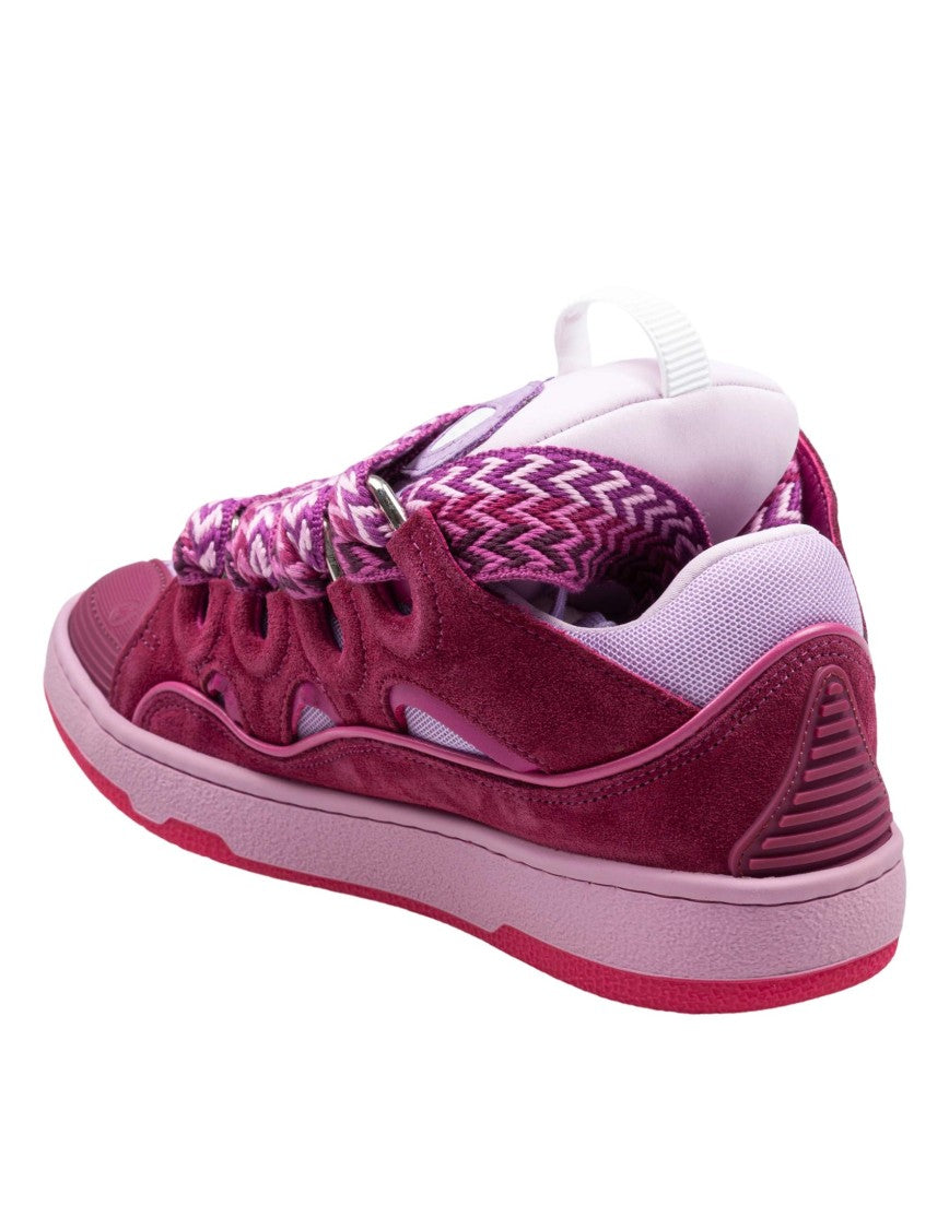 Lanvin Curb Leather And Fabric Sneakers In Lilac Color