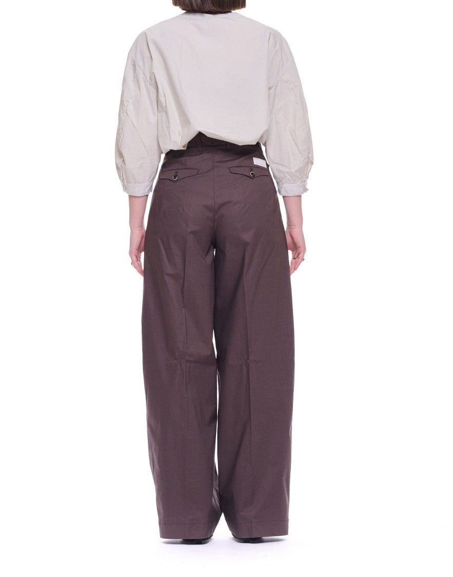 Nine In The Morning Tailored Cotton Stretch Pants With Refined Pleat Detail