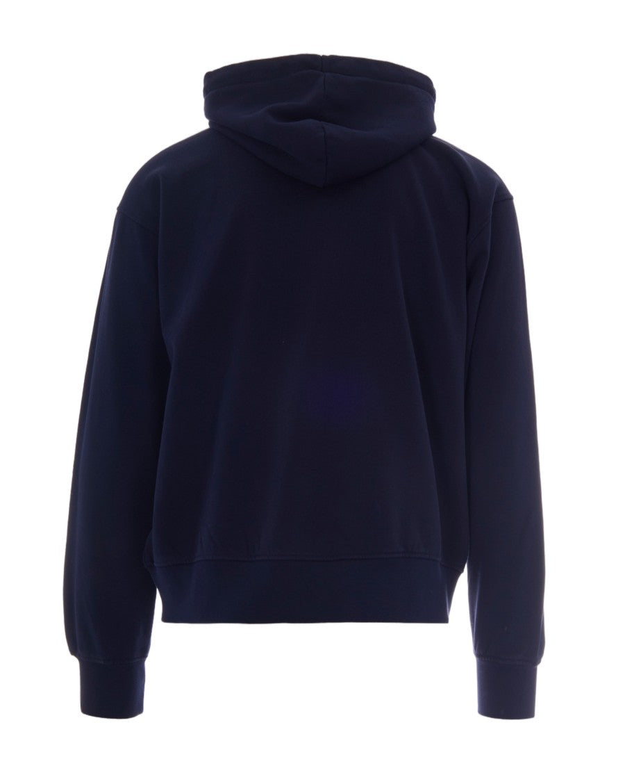 Drôle De Monsieur Lightweight Zip-Up Fleece Hoodie With Front Slogan Print