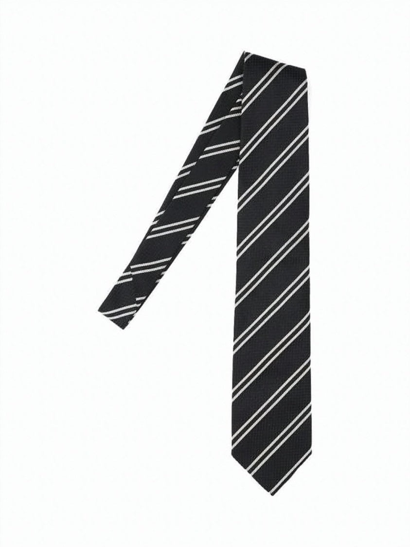Tom Ford Textured Silk Necktie With Diagonal White Stripes