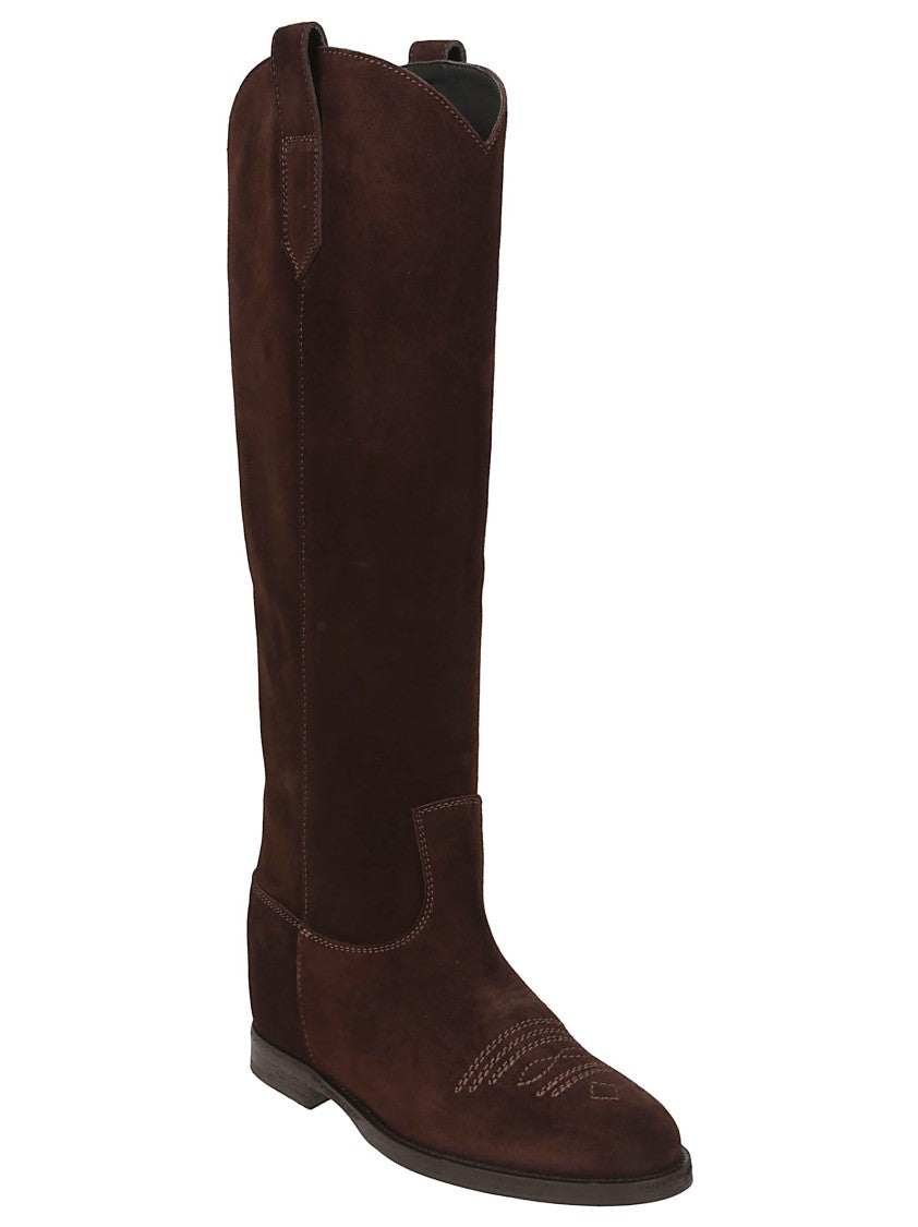 Via Roma 15 Embroidered Suede Ankle Boots