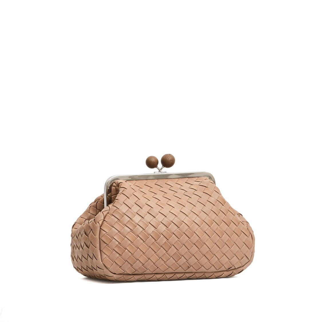 Max Mara Beige Braided Leather Pastry Bag