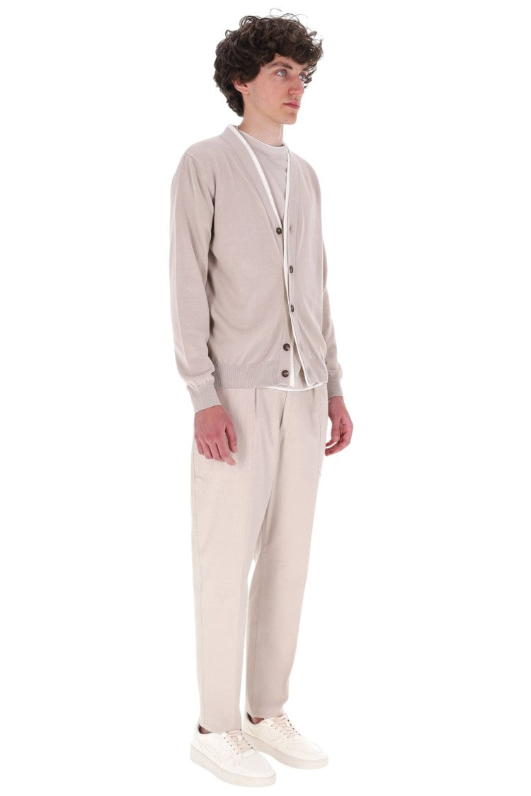 Eleventy Contrast Trim Pure Cotton Cardigan