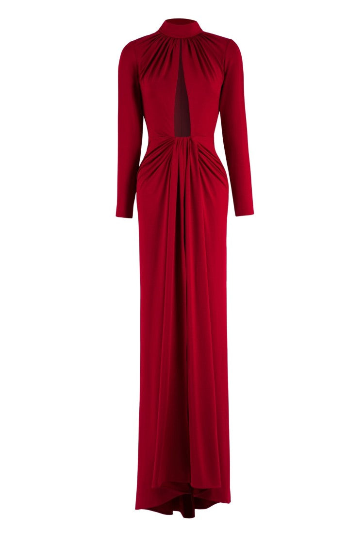 Saiid Kobeisy Jersey Pleated Long Dress