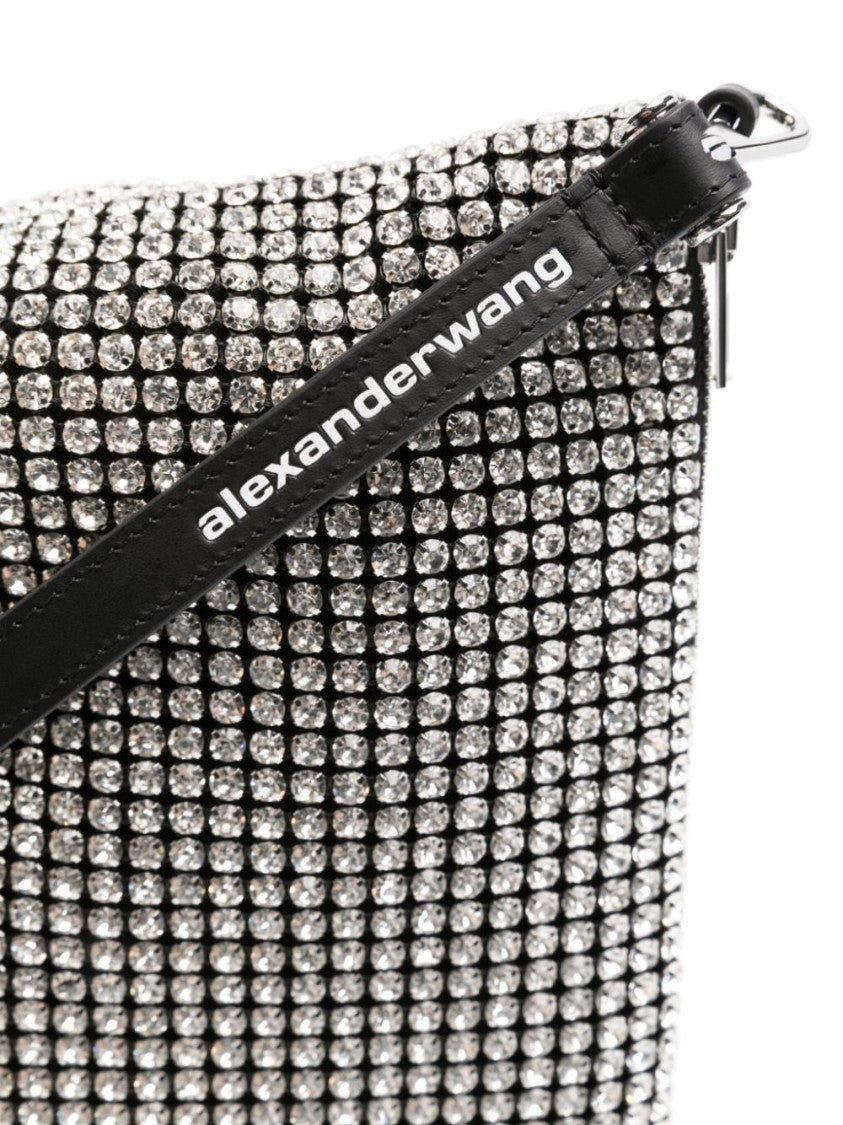 Alexander Wang Glass Top Zip Bag With Crystal Embellishment And Detachable Wrist Strap