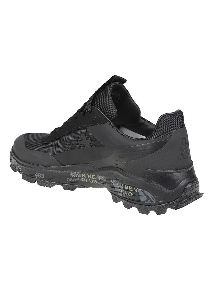 Premiata Black Devin Low-Profile Polyurethane Sneakers