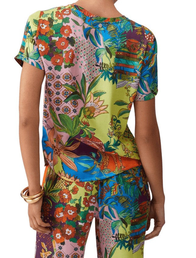 Liu Jo Multicolor Floral Print T-Shirt With Rounded Neckline