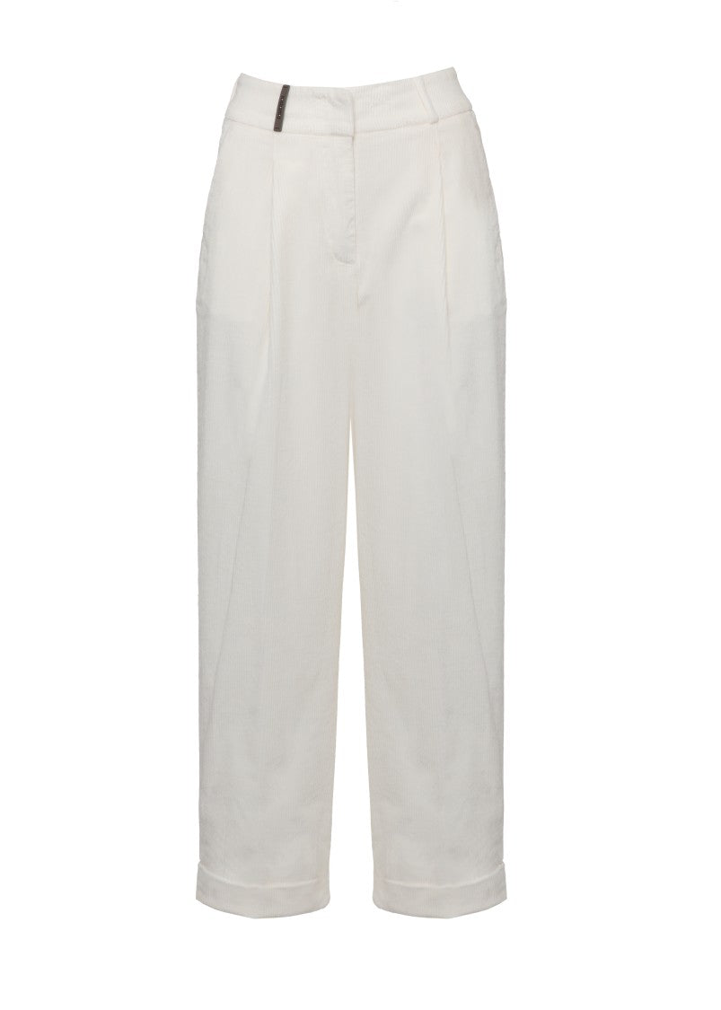 Peserico Ivory Cropped Corduroy Pants
