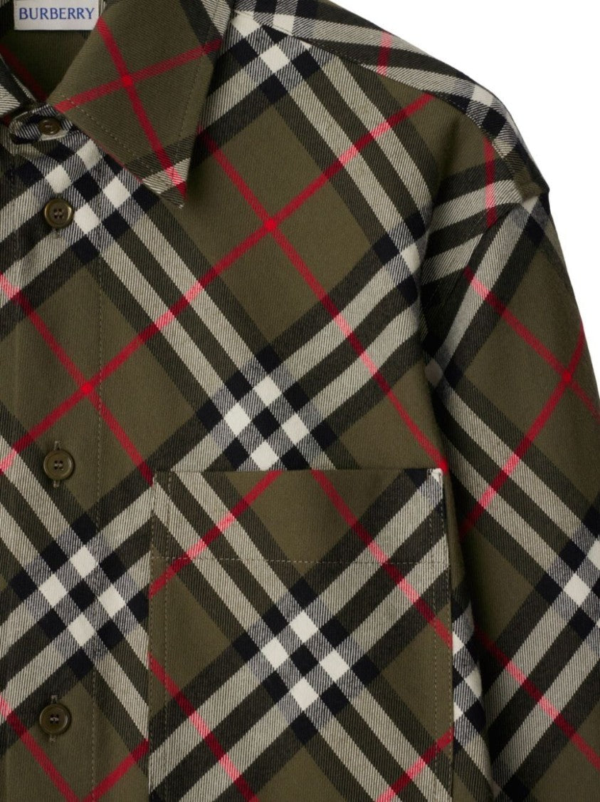 Burberry Plaid Wool Shirt With Button-Down Front