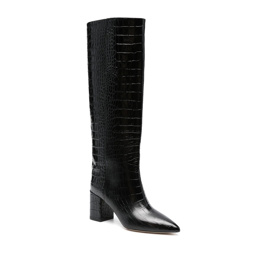 Paris Texas Black Anja Calf Leather Crocodile Boots