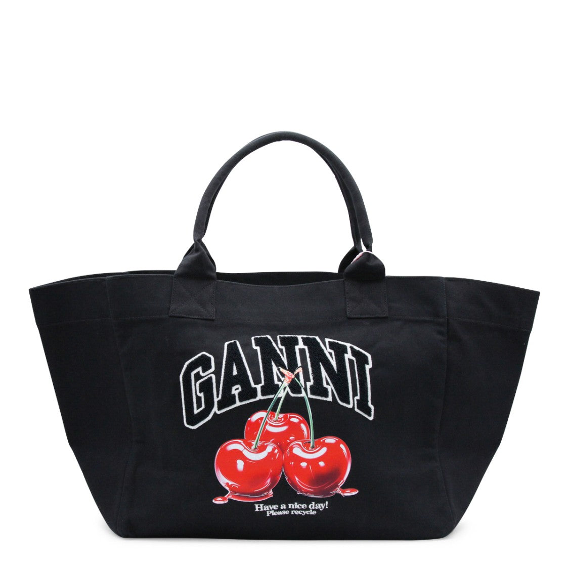 Ganni Cherry Graphic Cotton Tote Bag