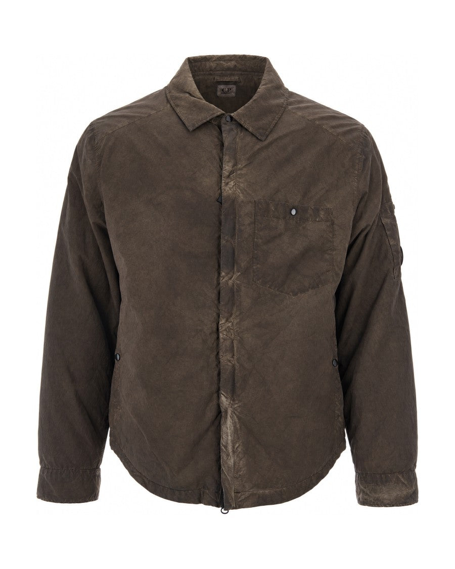 C.P. Company Brown Flatt Nylon Padded Zip Overshirt