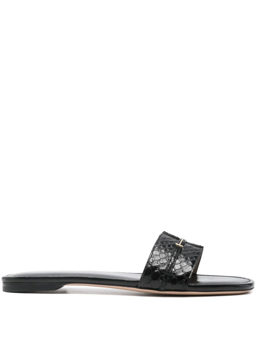 Tom Ford Embossed Finish Open Toe Sandals With Hardware Detail
