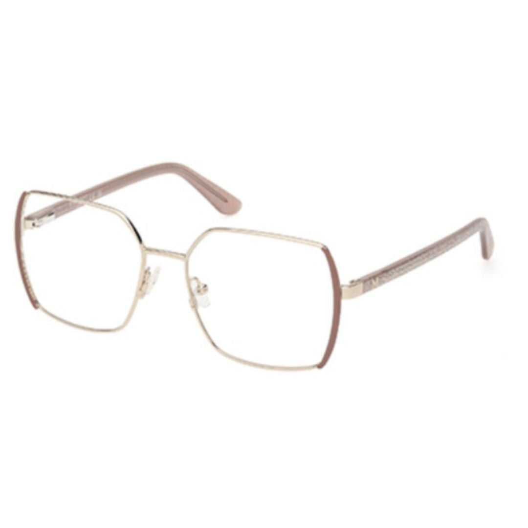 Guess By Marciano Gm50014 Geometric Square Frame Eyeglasses With Metallic Finish