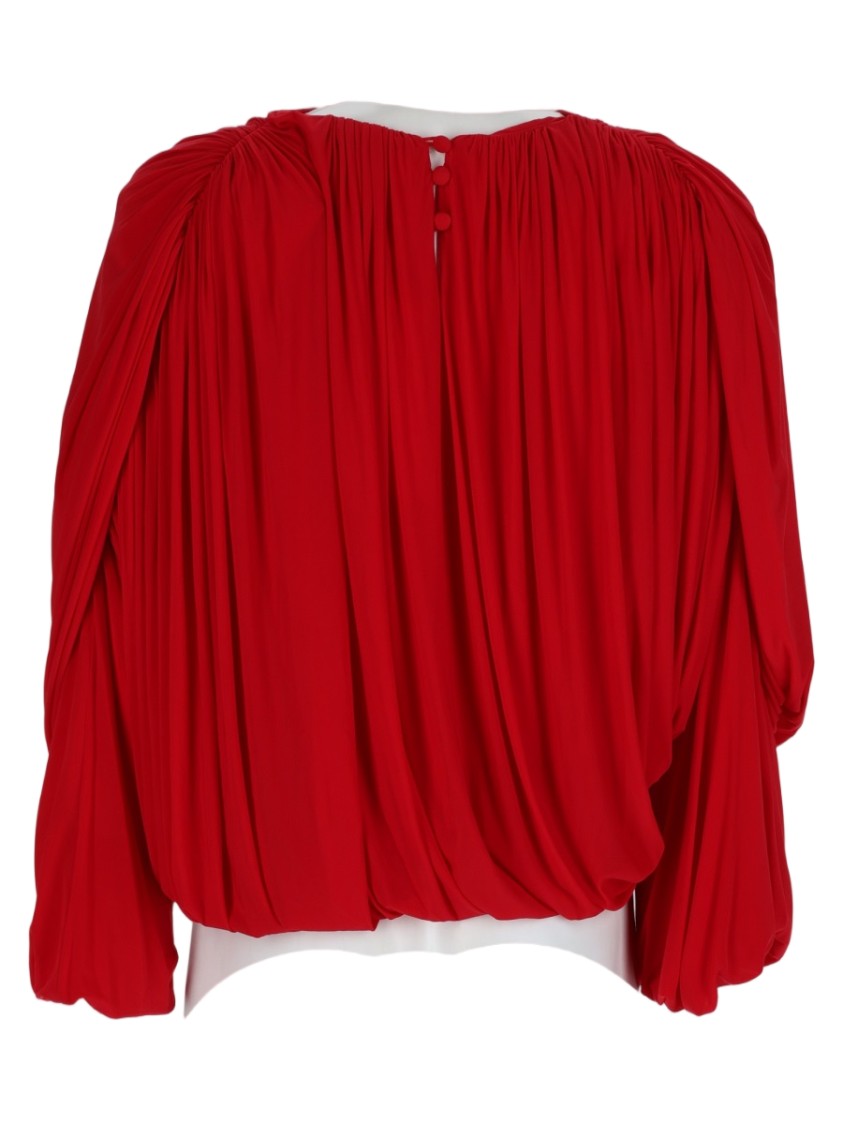 Magda Butrym Red Draped Gathered Elasticized Hem Top