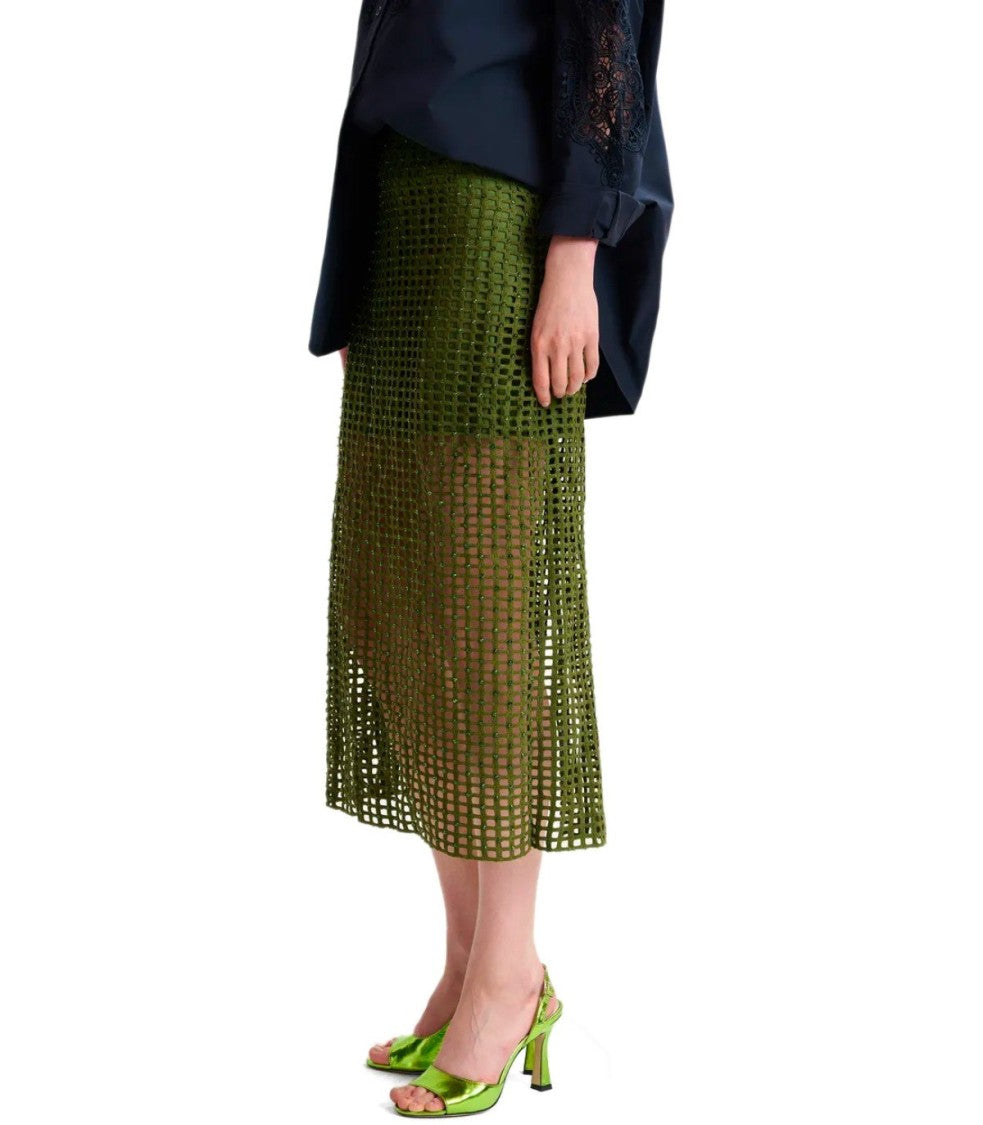 Essentiel Antwerp Handkerchief Khaki Midi Skirt