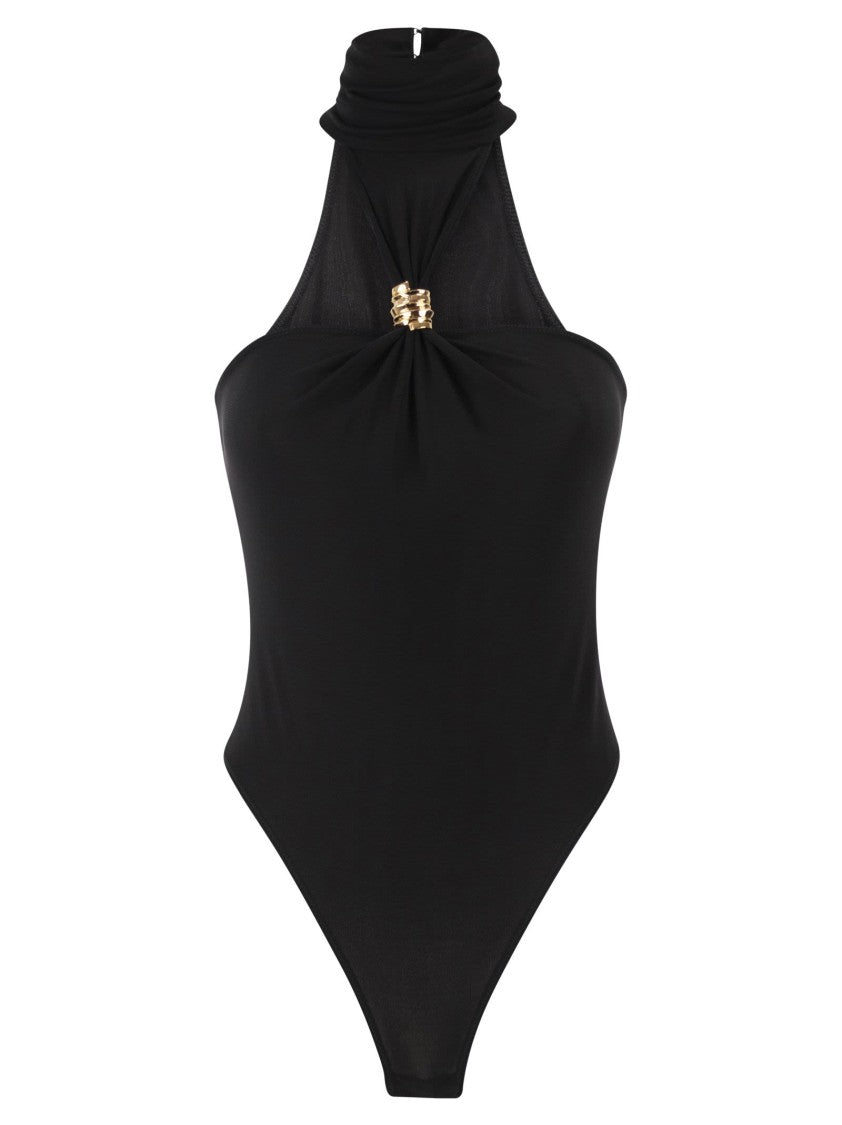 Elisabetta Franchi Crêpe Jersey Bodysuit With Jewel Detail
