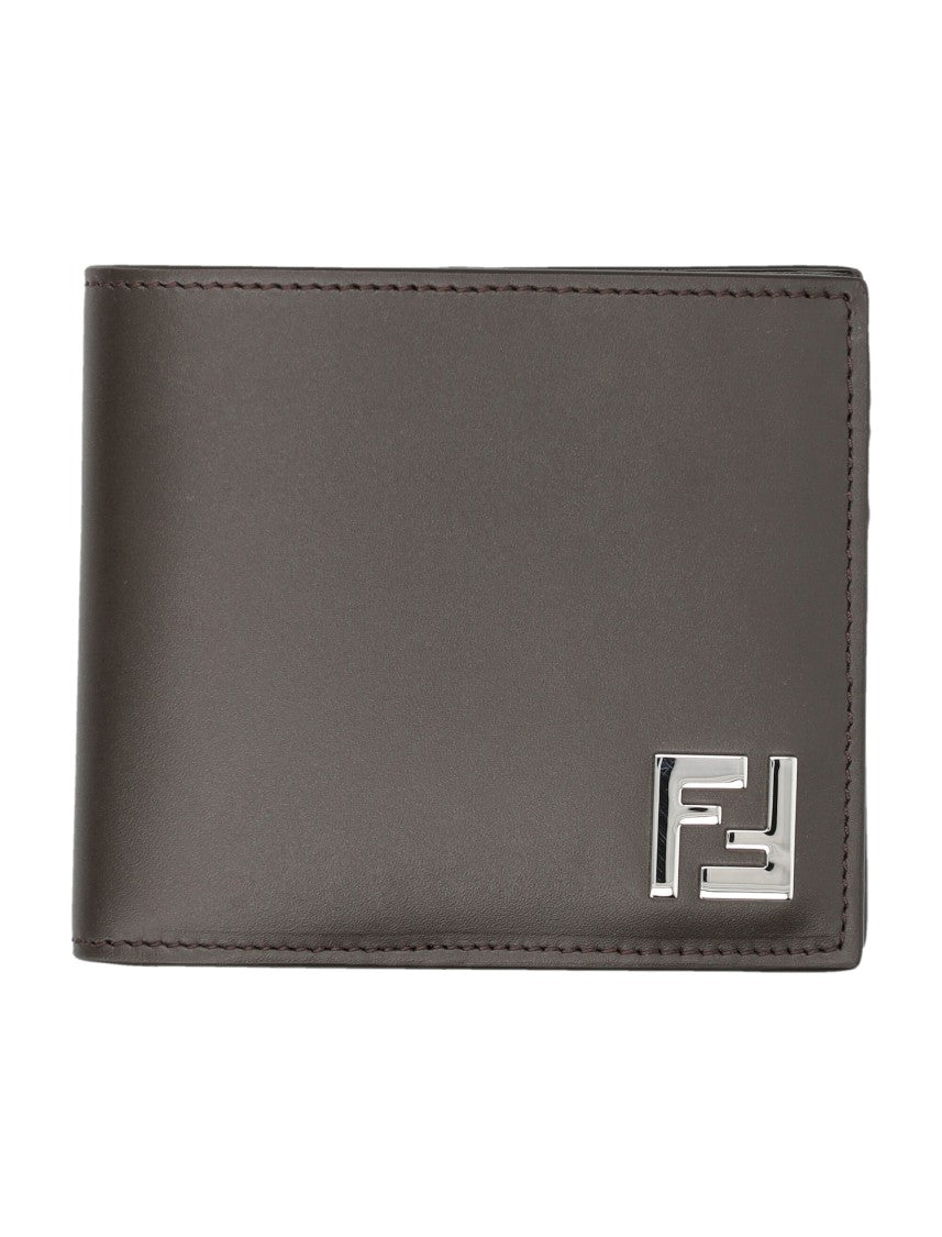 Fendi Ff Squared Bi-Fold Wallet With Metal Motif