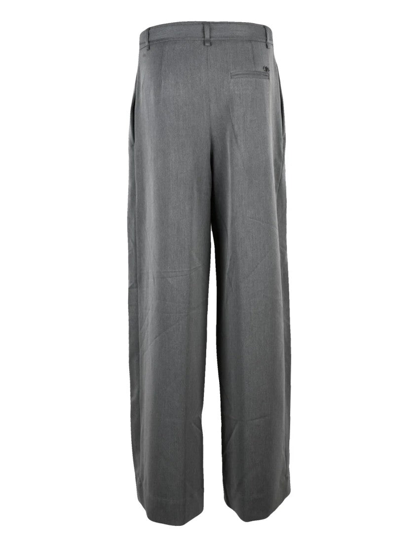 Liu Jo Grey Pleated High-Waisted Viscose-Blend Palazzo Pants