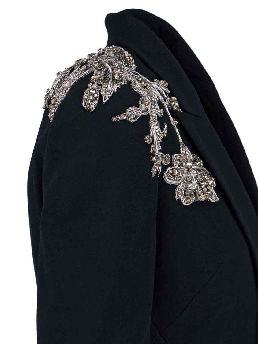 Alexander Mcqueen Embellished Single-Breasted Blazer – Navy