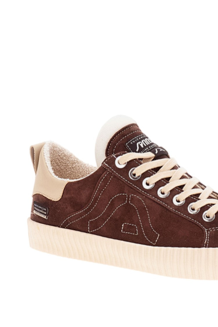 Springa Brown Wavy Suede Leather Sneakers