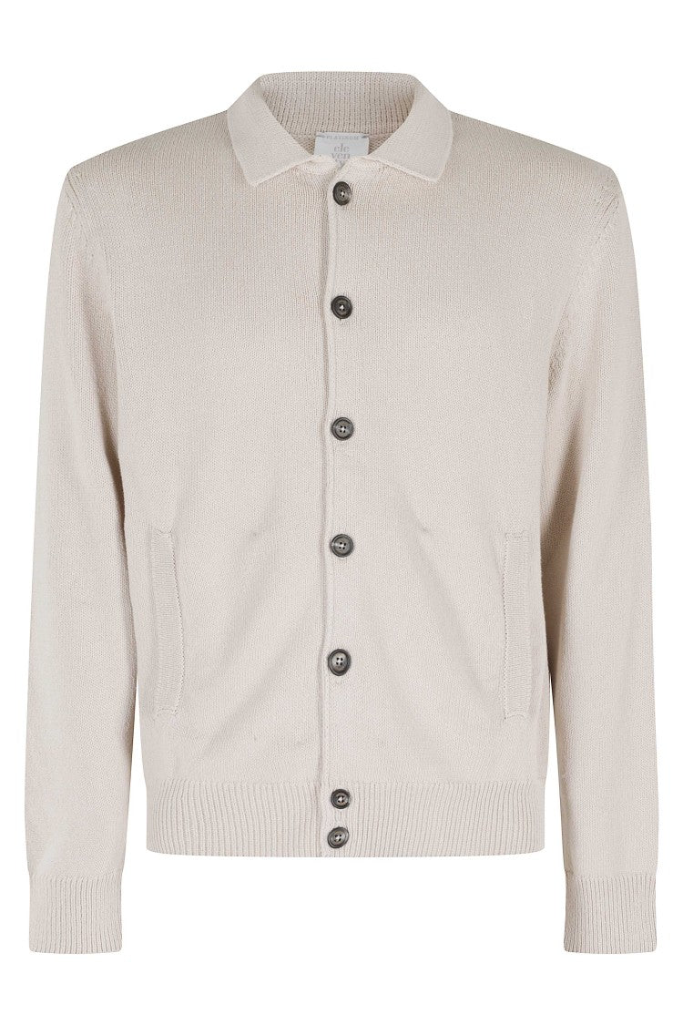 Eleventy Neutral Front-Button Cotton-Blend Cardigan