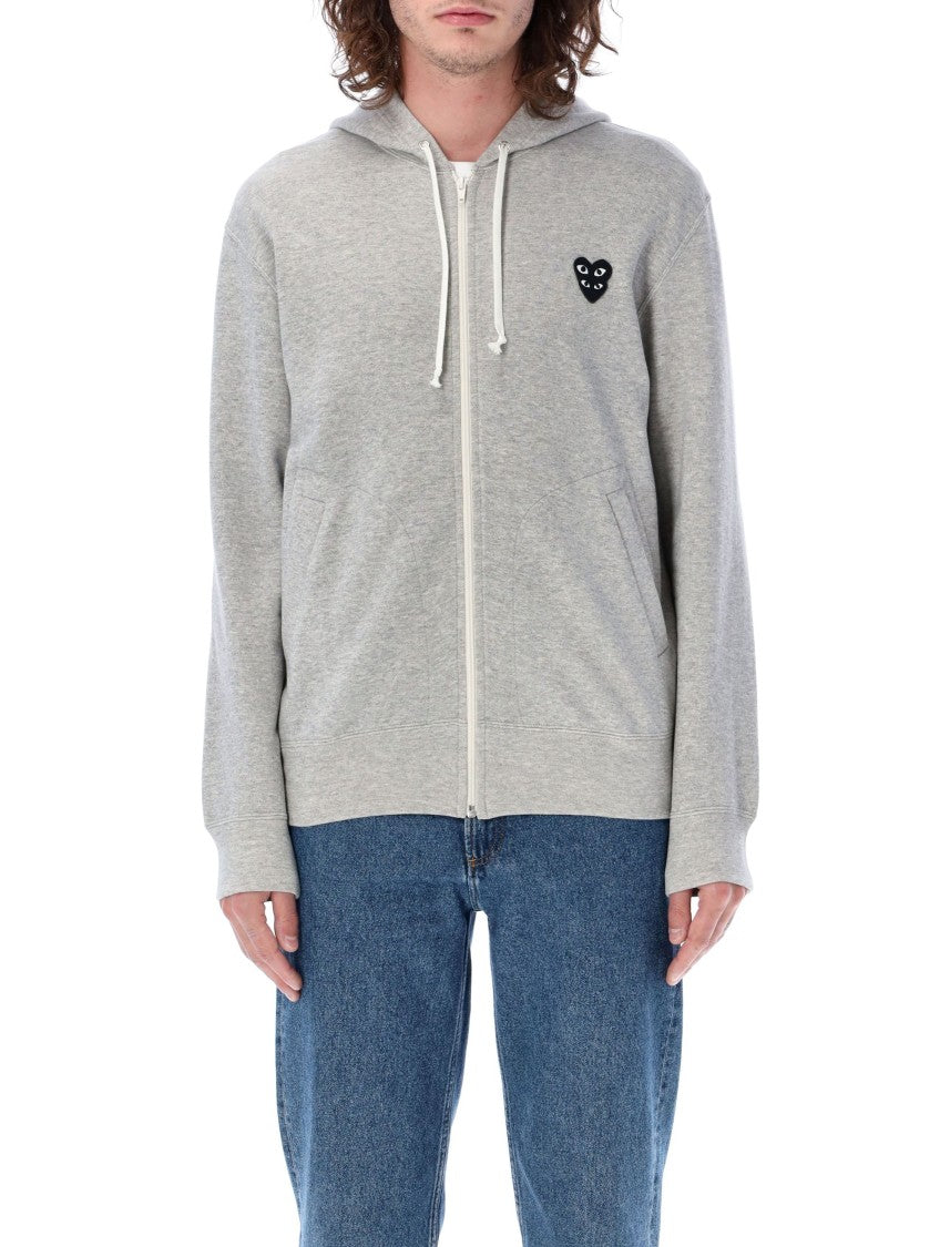 Comme Des Garçons Zipped Hoodie With Black Double-Heart Patch