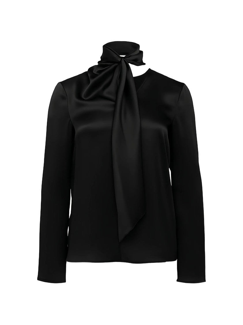 Alberta Ferretti Neutral High-Neck Acetate Blouse