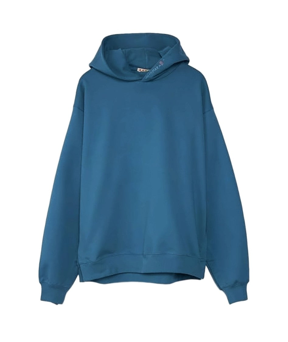 Marni Relaxed Fit Blue Cotton Hoodie
