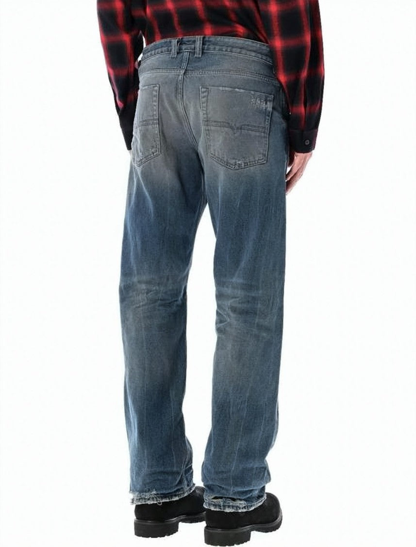 Diesel Relaxed Fit Distressed Denim Pants With Classic Five-Pocket Styling