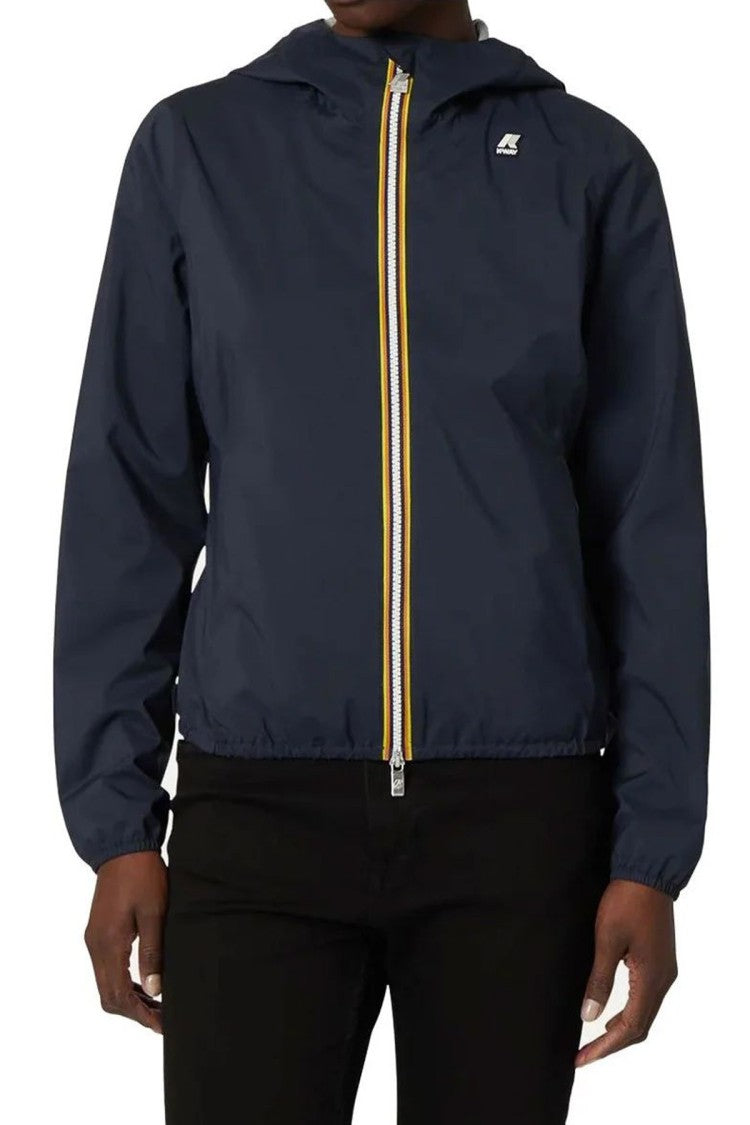 K-Way Lightweight Hooded Jacket With Contrast Zipper And Adjustable Hem