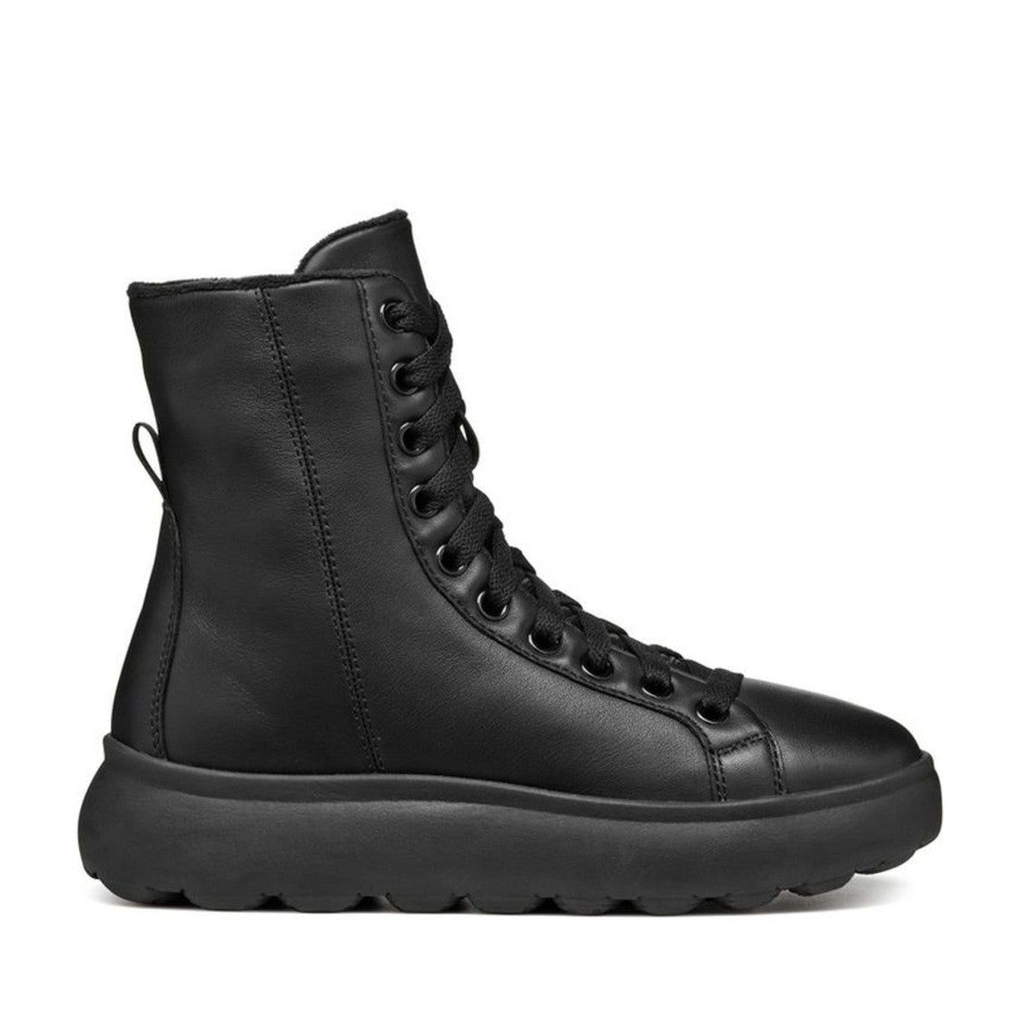 Geox Spherica Ec4.1 Black Smooth Leather Ankle Boots