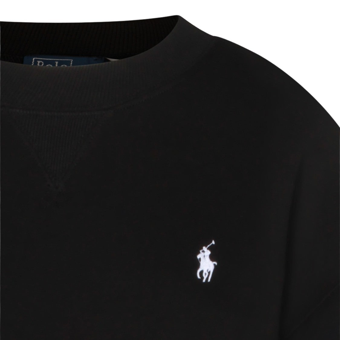 Polo Ralph Lauren Black Crew Neck Sweater With Ribbed Cuffs
