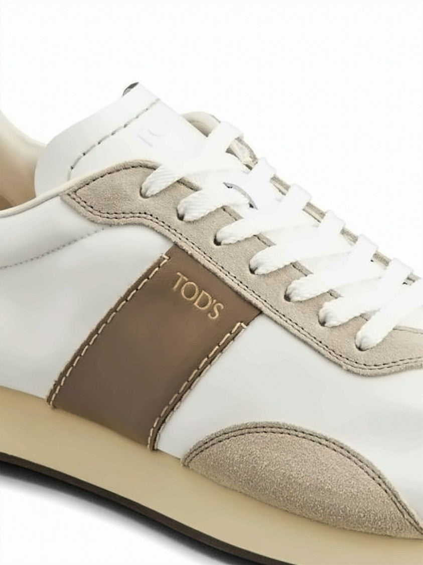 Tod's Streamlined Fabric And Suede Sneakers