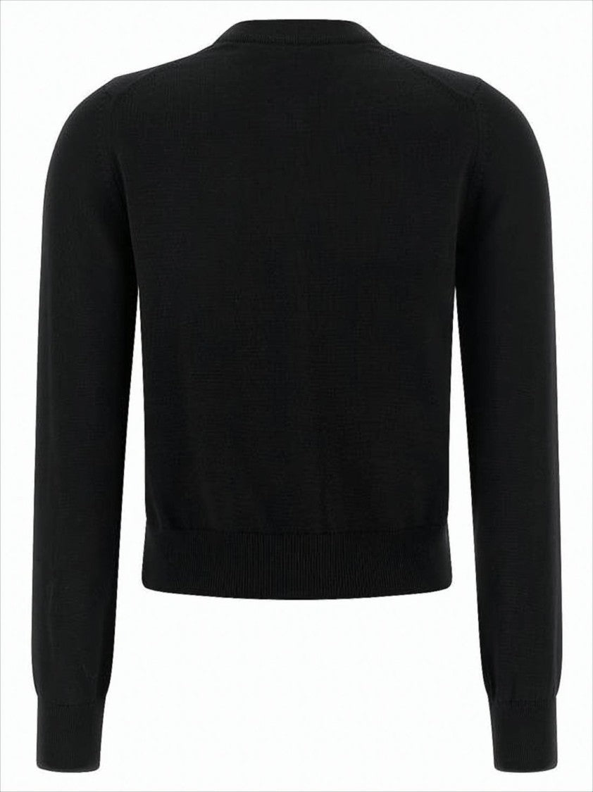 Maison Kitsuné Cropped Merino Wool Cardigan With Button-Down Front