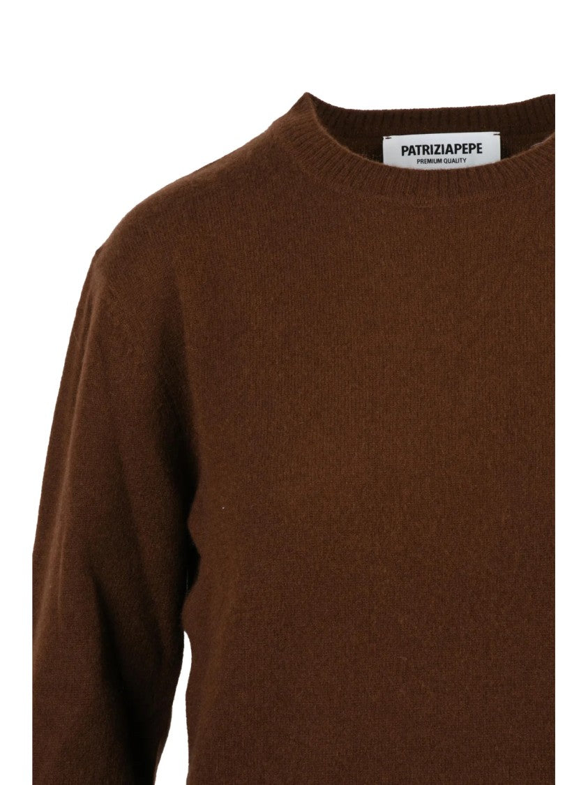 Patrizia Pepe Crew Neck Cashmere Pullover With Ribbed Details